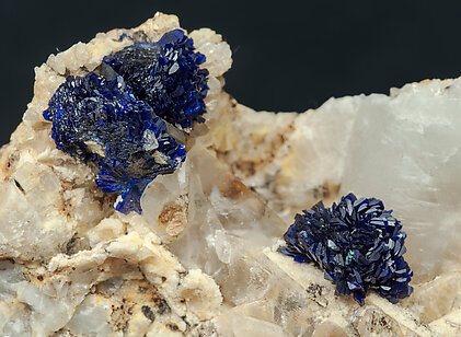 Azurite with Fluorite and Calcite. 