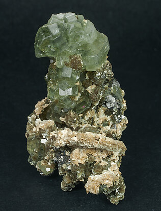 Fluorapatite with Siderite, Arsenopyrite and Muscovite. Side