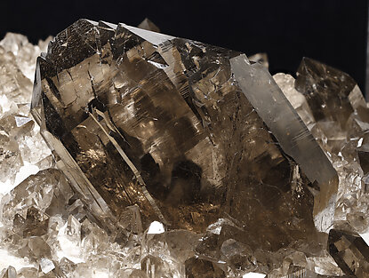 Quartz (variety smoky & gwindel) with Albite. Detail / Photo: Joaquim Calln