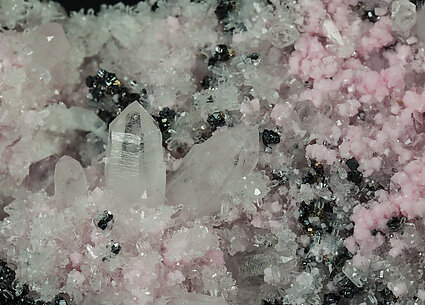 Rhodochrosite with Quartz and Sphalerite. 