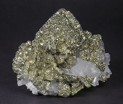 Pyrite perimorphic of Baryte with Quartz. Front