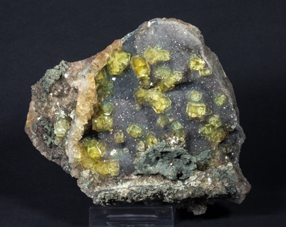 Fluorite with Pyrite and Quartz. 
