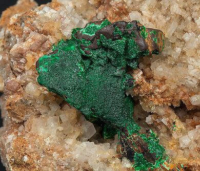 Malachite after Chalcopyrite with Dolomite. 
