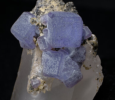Fluorite with Quartz, Siderite, Pyrite and Ferberite. Detail / Photo: Joaquim Callén