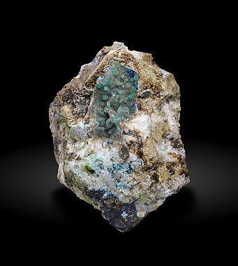 Cuprodongchuanite with Hemimorphite and Veszelyite. Front / Photo: Joaquim Callén