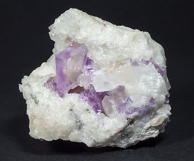 Fluorite with Calcite and Quartz.