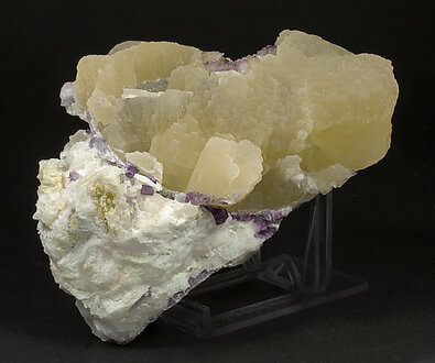 Witherite with Fluorite and Calcite. Side