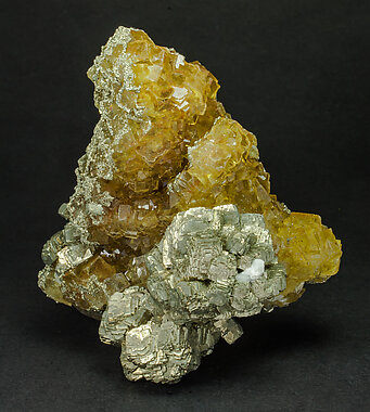 Pyrite with Fluorite. Side