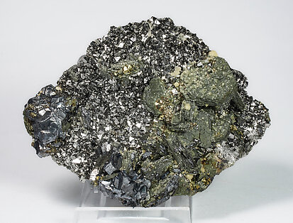 Pyrite after Pyrrhotite with Galena, Arsenopyrite, Sphalerite and Chalcopyrite.