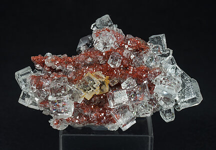 Fluorite on Quartz (variety red quartz).