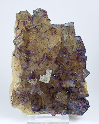 Fluorite with Quartz and Chalcopyrite.