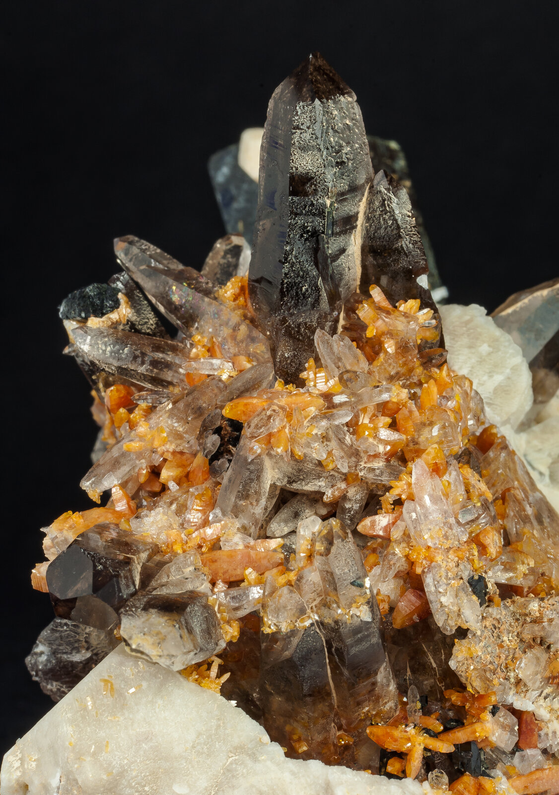 Zircon with Quartz (variety smoky), Orthoclase and Aegirine Mount