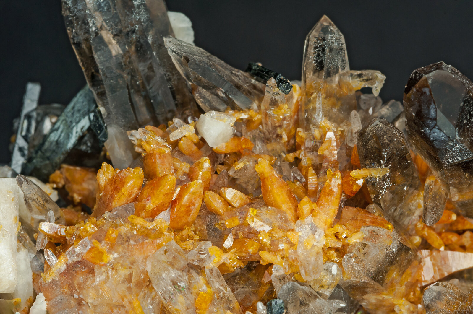 Zircon with Quartz (variety smoky), Orthoclase and Aegirine Mount