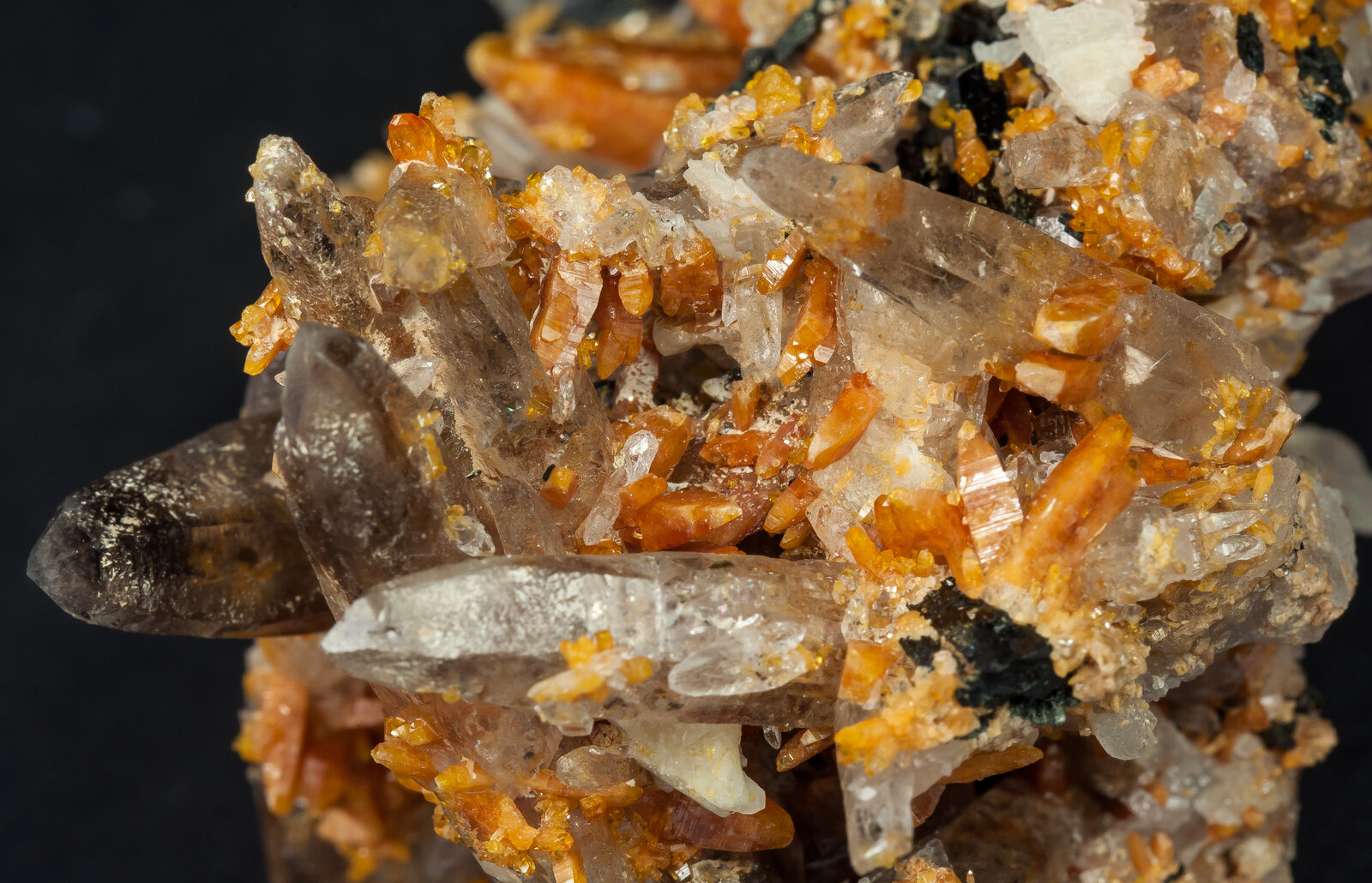 Zircon with Quartz (variety smoky), Orthoclase and Aegirine Mount