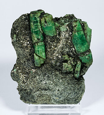 Beryl (variety emerald) with Phlogopite. Front
