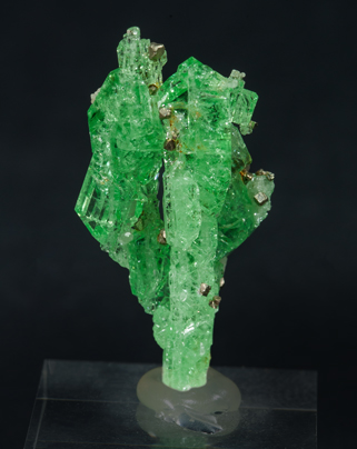 Grossular (variety tsavorite) with Pyrite. Rear