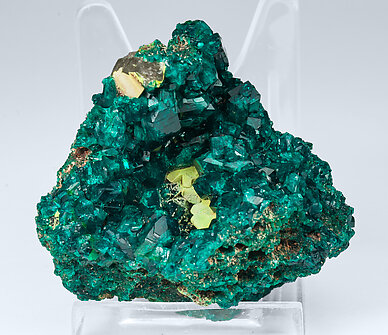 Dioptase with Wulfenite coated by Pyromorphite.