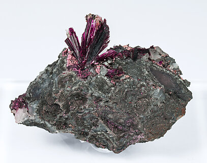 Erythrite with Quartz on Skutterudite.