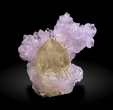 Quartz (variety rose quartz) on Quartz (variety smoky quartz).