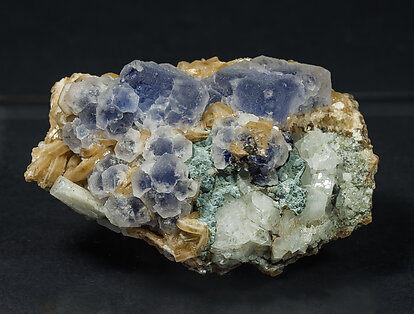 Topaz with Fluorite, Siderite and Fluorapatite. 