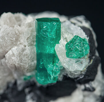 Beryl (variety emerald) on Calcite. 