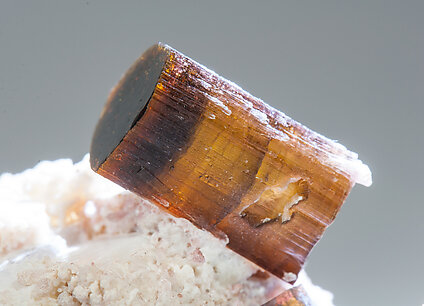 Elbaite-Schorl Series on Microcline. Light behind