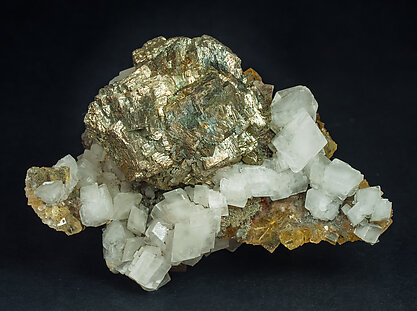 Pyrite with Calcite and Fluorite.