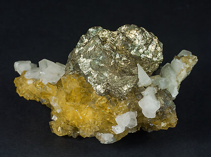 Pyrite with Calcite and Fluorite. Rear