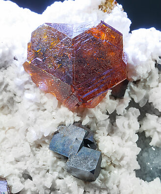 Sphalerite with Calcite and Galena. Light behind