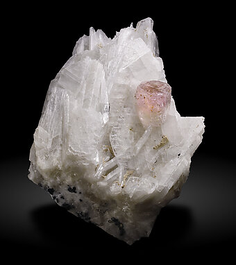 Beryl (variety morganite) with Albite (variety cleavelandite) and Columbite-Tantalite.