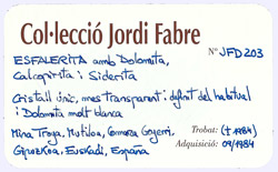 Esfalerita con Dolomita, Calcopirita y Siderita