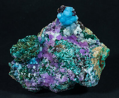 Calcite (variety Co-bearing calcite) with Calcite and Malachite.