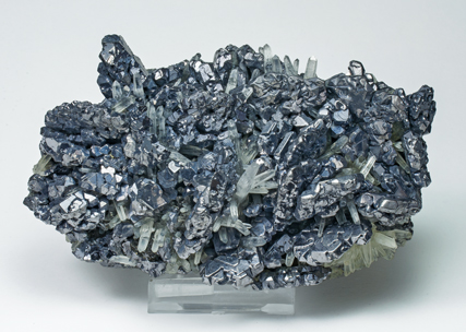Galena (spinel-law twinning) with Quartz