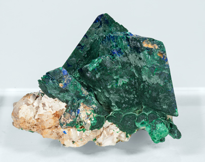 Malachite after Azurite on Dolomite.