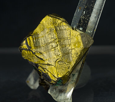 Chalcopyrite with Malachite and Quartz. 