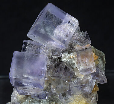 Fluorite with Calcite and Quartz. 