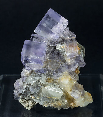 Fluorite with Calcite and Quartz.