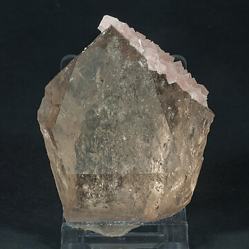 Fluorite (octahedral) with Quartz (variety smoky quartz). Front