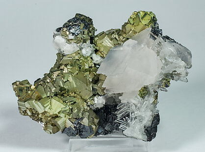 Pyrite with Calcite, Sphalerite and Quartz.