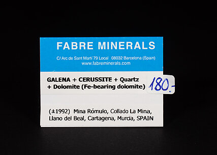 Galena with Cerussite, Quartz and Dolomite (variety Fe-bearing dolomite)