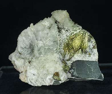 Millerite with Calcite and Pyrite. Side