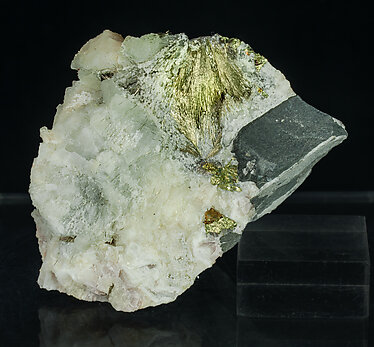 Millerite with Calcite and Pyrite. Front