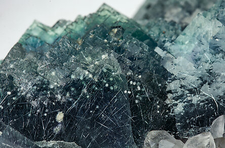 Fluorite with Quartz and 'plumosite' inclusions. 