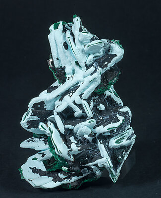 Kolwezite and Malachite after Co-rich Dolomite on Malachite and Chrysocolla after Baryte.