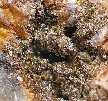 Eglestonita con Calomelano y Mercurio. Detalle / Foto: Joaquim Callén