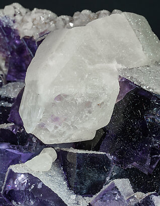 Fluorite with Calcite and Quartz. 