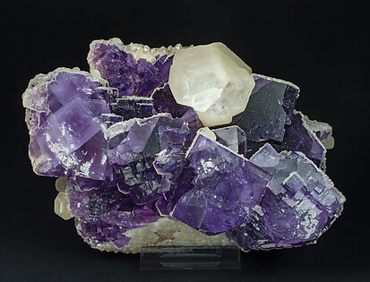 Fluorite with Calcite and Quartz.