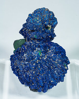 Azurite with Malachite after Cuprite and with Baryte. Front