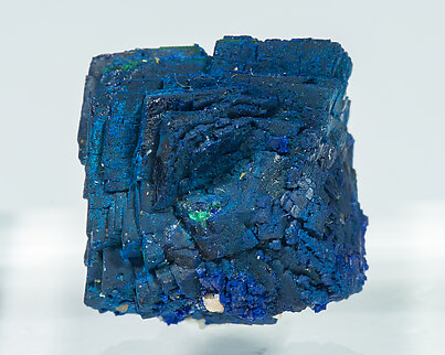 Azurite with Malachite after Cuprite and with Baryte. Front