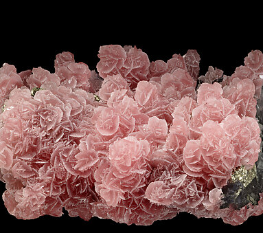 Rhodochrosite with Quartz, Sphalerite and Pyrite. Detail